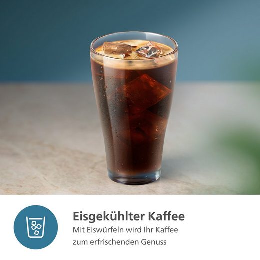 EP3343/50 Kaffeevollautomat 3300 Series für 6 Getränke (heiß/eisgekühlt) mit LatteGo-Milchsystem und SilentBrew Technologie in Weiß-Schwarz
